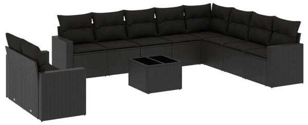 VidaXL Polyrattan Kerti Ülőgarnitúra - 11 részes - Fekete