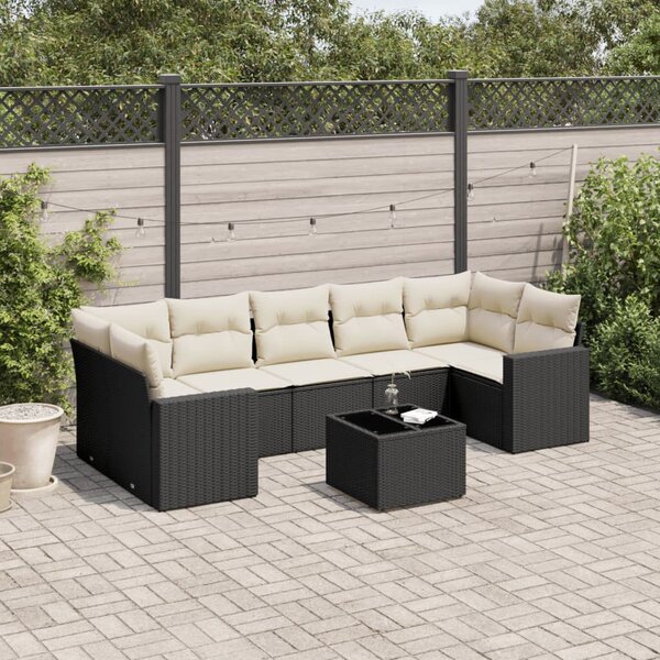 VidaXL Polyrattan Kerti Ülőgarnitúra - 8 részes - Fekete