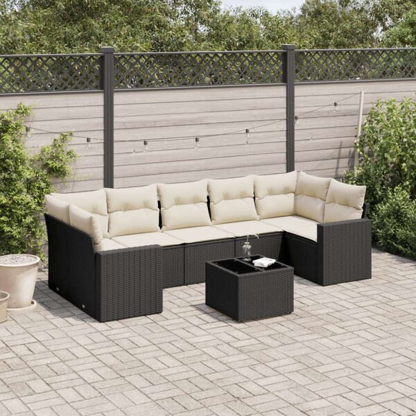 VidaXL Polyrattan Kerti Ülőgarnitúra - 8 részes - Fekete