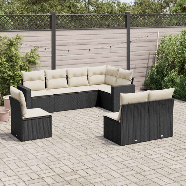 VidaXL Polyrattan Kerti Ülőgarnitúra - 8 részes - Fekete