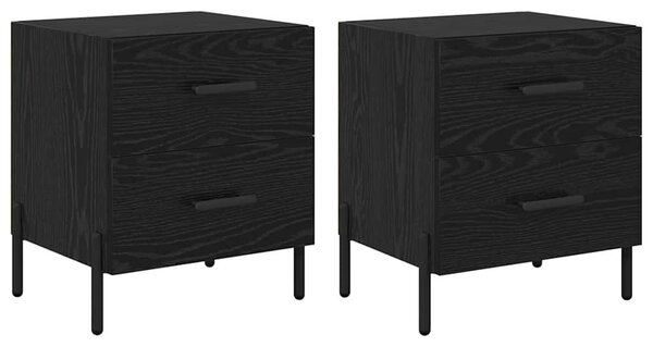VidaXL Éjjeliszekrény 2 pcs Fekete tölgy 40 x 35 x 47,5 cm Faanyag