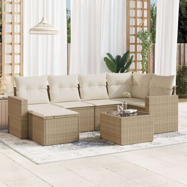 VidaXL Polyrattan Kerti Ülőgarnitúra - 7 részes - Bézs