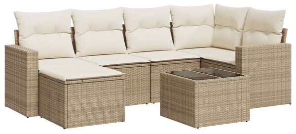 VidaXL Polyrattan Kerti Ülőgarnitúra - 7 részes - Bézs