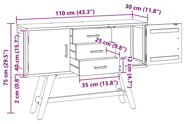 VidaXL TV állvány fiókkal Természetes 110 x 30 x 75 cm Tömör Teakfa