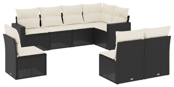 VidaXL Polyrattan Kerti Ülőgarnitúra - 8 részes - Fekete