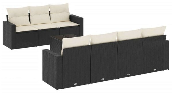 VidaXL Polyrattan Kerti Ülőgarnitúra - 8 részes - Fekete
