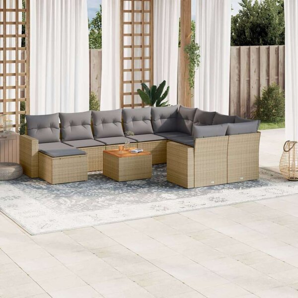 VidaXL Polyrattan Kerti Ülőgarnitúra - 11 részes - Bézs