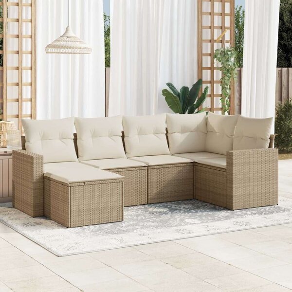 VidaXL Polyrattan Kerti Ülőgarnitúra - 6 részes - Bézs