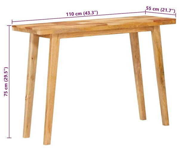 VidaXL Étkezőasztal Természetes 100 x 35 x 75 cm Tömör Mangófát