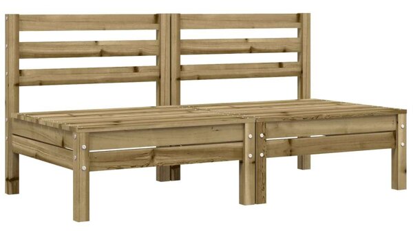 VidaXL 2 db impregnált fenyőfa karfa nélküli kerti kanapé párnával