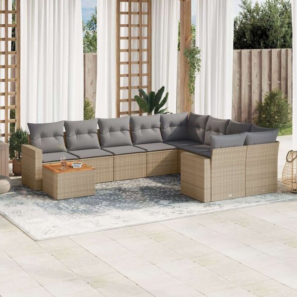 VidaXL Polyrattan Kerti Ülőgarnitúra - Bézs - 10 részes