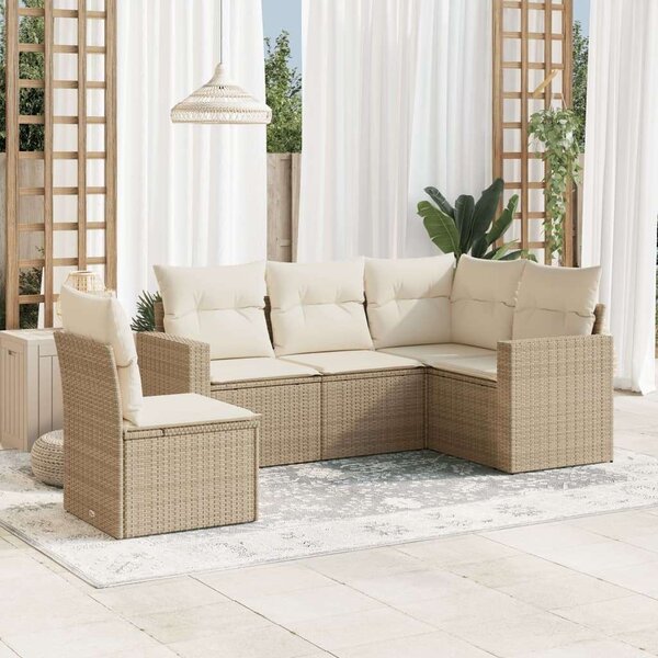 VidaXL Polyrattan Kerti Ülőgarnitúra - 5 részes - Bézs