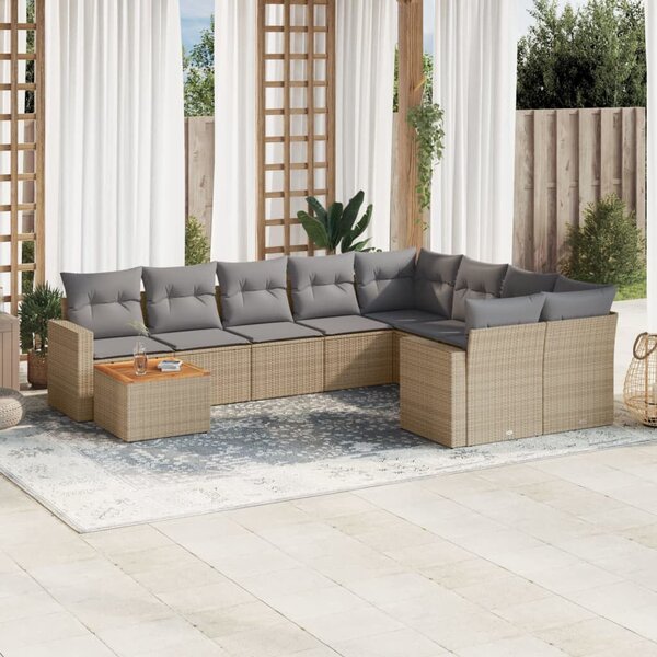 VidaXL Polyrattan Kerti Ülőgarnitúra - Bézs - 10 részes