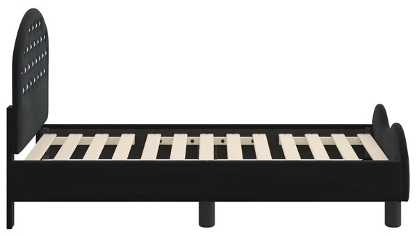 VidaXL Gyerekágy keret fejtámlával Fekete 70 x 140 cm Bársony