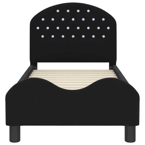 VidaXL Gyerekágy keret fejtámlával Fekete 70 x 140 cm Bársony