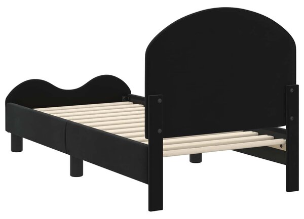 VidaXL Gyerekágy keret fejtámlával Fekete 70 x 140 cm Bársony