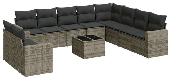 VidaXL Polyrattan Kerti Ülőgarnitúra - 11 részes - Szürke