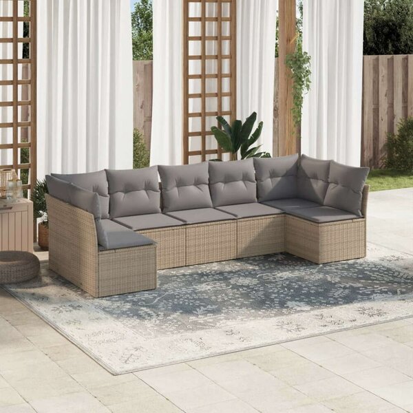 VidaXL Polyrattan Kerti Ülőgarnitúra - 7 részes - Bézs
