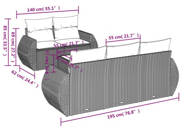 VidaXL Polyrattan Kerti Ülőgarnitúra - 6 részes - Bézs