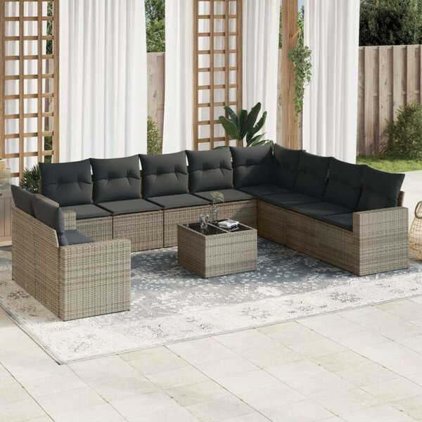 VidaXL Polyrattan Kerti Ülőgarnitúra - 11 részes - Szürke