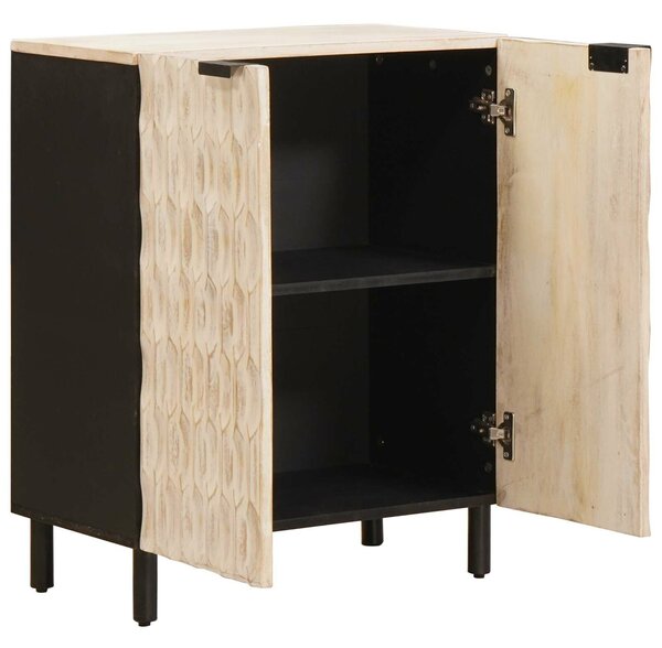 VidaXL Széf Fehér mosott felület 60 x 33,5 x 75 cm Tömör Mangófát