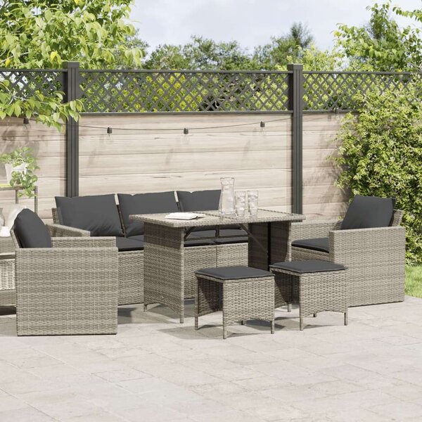 VidaXL 6 részes világosszürke polyrattan kerti ülőgarnitúra párnákkal