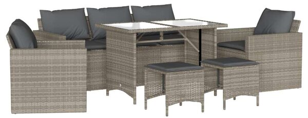 VidaXL 6 részes világosszürke polyrattan kerti ülőgarnitúra párnákkal
