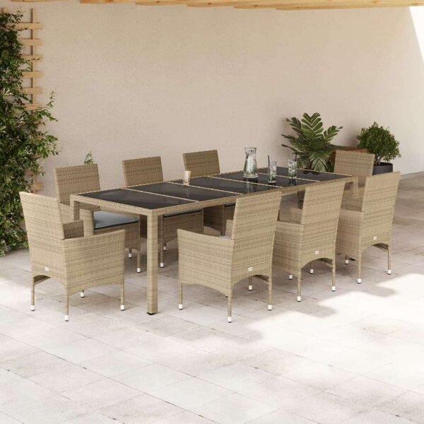 VidaXL - Polyrattan Kerti Étkezőgarnitúra - 9 részes - Bézs