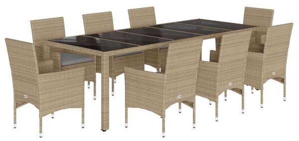 VidaXL - Polyrattan Kerti Étkezőgarnitúra - 9 részes - Bézs
