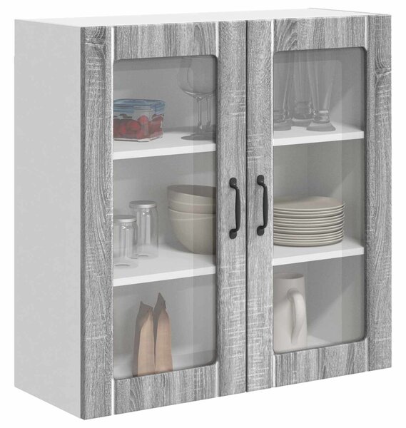 VidaXL Fali üveges szekrény LUCCA Szürke Sonoma 80 x 31 x 80 cm