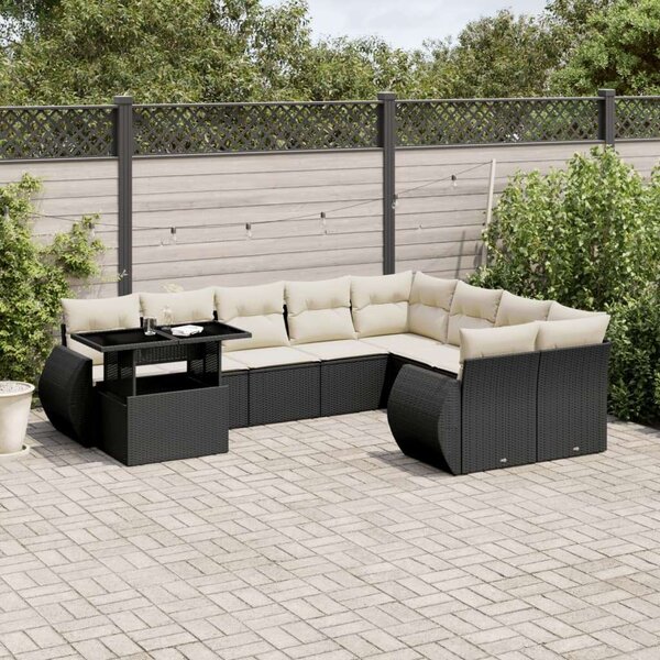 VidaXL Polyrattan Kerti Ülőgarnitúra - 10 részes - Fekete