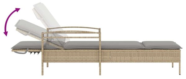VidaXL Napozóágy - Polyrattan - Bézs - 200cm