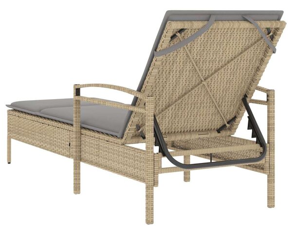 VidaXL Napozóágy - Polyrattan - Bézs - 200cm