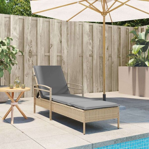 VidaXL Napozóágy - Polyrattan - Bézs - 200cm