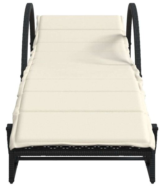 VidaXL Napozóágy Szett - 2 db, Fekete Polyrattan