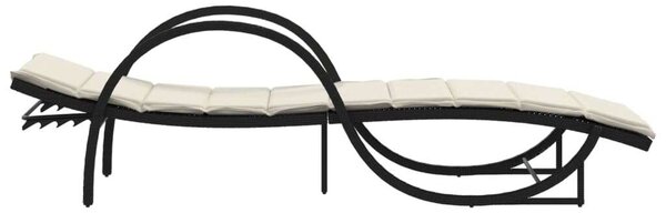 VidaXL Napozóágy - Polyrattan - Fekete - 199cm