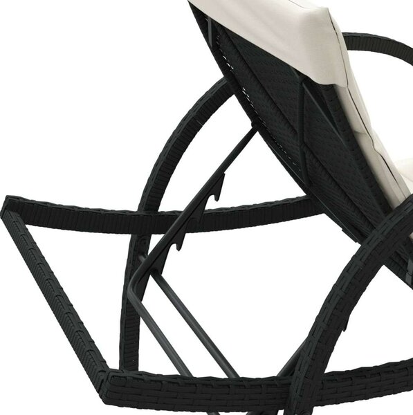 VidaXL Napozóágy - Polyrattan - Fekete - 199cm