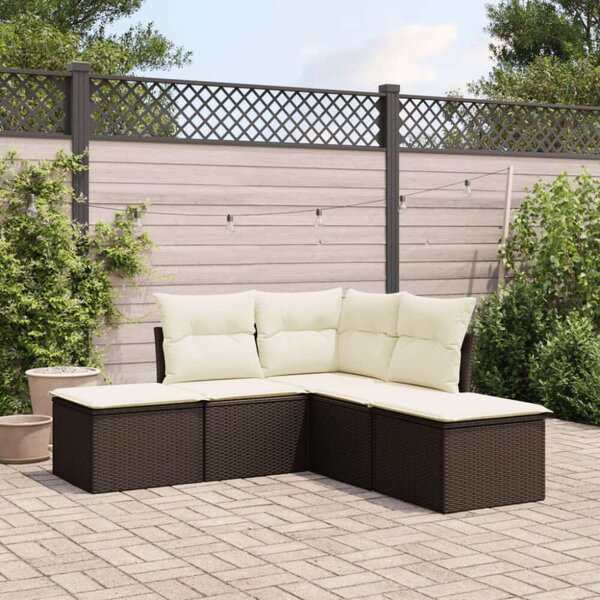 VidaXL 5 Részes Polyrattan Kerti Ülőgarnitúra - Barna