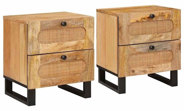 VidaXL Éjjeliszekrény fiókkal 2 pcs Természetes 40 x 33,5 x 46 cm