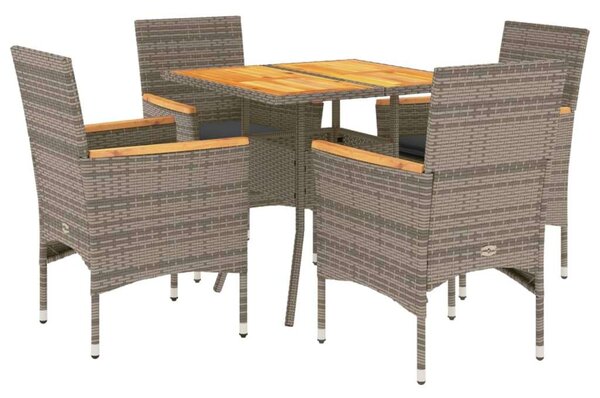 VidaXL 5 Részes Kerti Étkezőgarnitúra - Polyrattan/Akácfa - Szürke