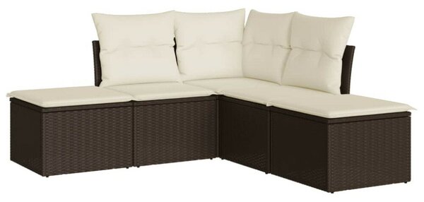 VidaXL 5 Részes Polyrattan Kerti Ülőgarnitúra - Barna