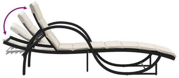 VidaXL Napozóágy - Polyrattan - Fekete - 199cm