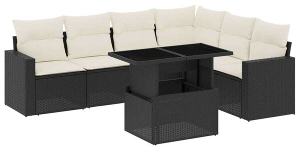 VidaXL Polyrattan Kerti Ülőgarnitúra - 7 részes - Fekete