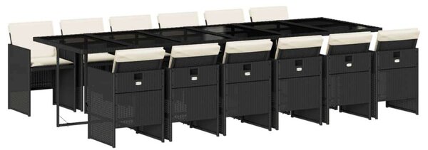 VidaXL 13 részes fekete polyrattan kerti ülőgarnitúra párnákkal