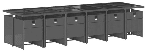 VidaXL 13 részes fekete polyrattan kerti ülőgarnitúra párnákkal