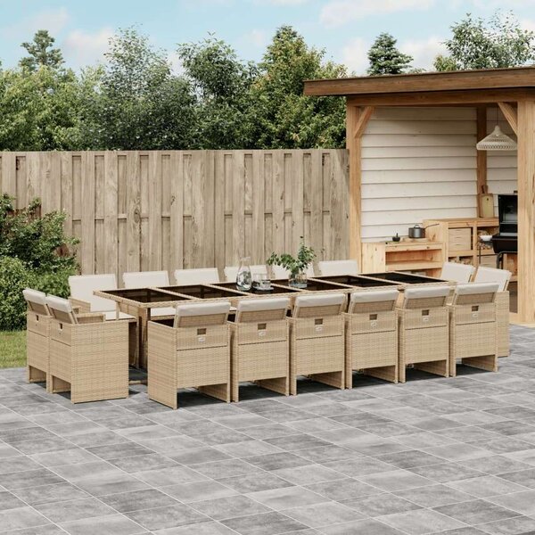 VidaXL Polyrattan Kerti Étkezőgarnitúra - 17 részes - Bézs