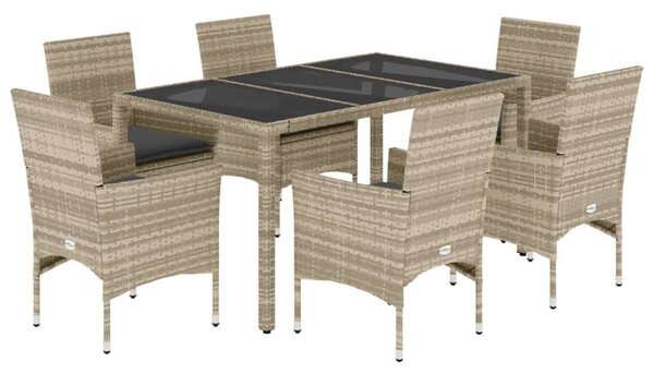 VidaXL Polyrattan Kerti Étkezőgarnitúra - 7 részes - Szürke