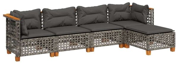 Polyrattan Kerti Ülőgarnitúra - 5 részes - Szürke