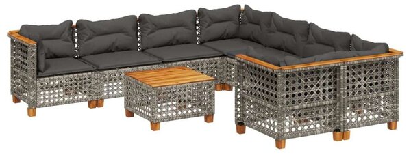 Polyrattan Kerti Ülőgarnitúra - 9 részes - Szürke