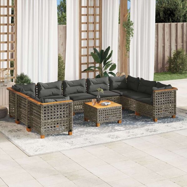 VidaXL Polyrattan Kerti Ülőgarnitúra - 10 részes - Szürke